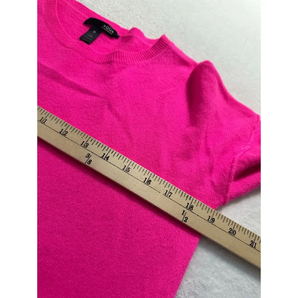Aqua 100% Cashmere Hot Pink Size Small EUC Crewneck Lightweight